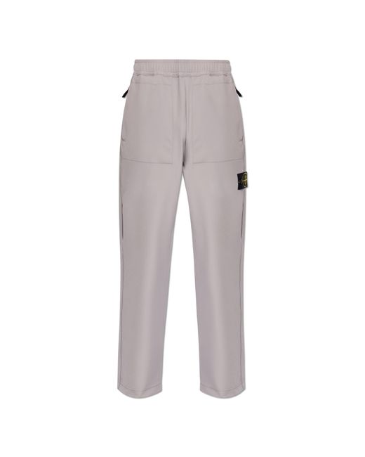 Stone Island Gray Trousers With Logo Patch, for men