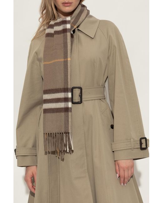 Burberry Natural Scarf With A Checkered Pattern