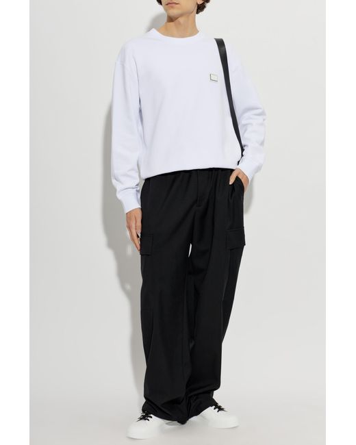 Dolce & Gabbana White Sweatshirt With Logo Patch for men