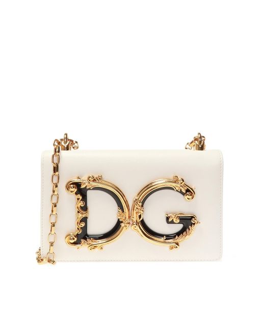 Dolce & Gabbana Natural Dg Girls Leather Shoulder Bag