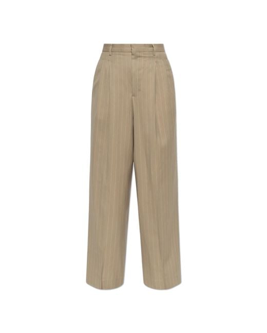 AMI Natural Wool Wide-Leg Trousers