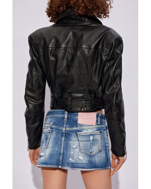 DSquared² Black Leather Jacket,