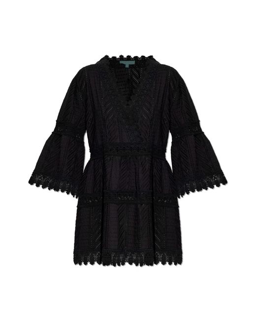 Melissa Odabash Black Cotton Dress With Flared Sleeves
