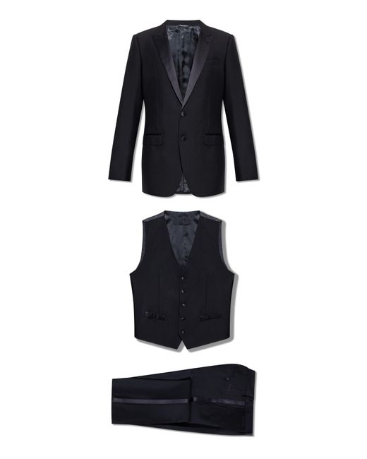 Dolce & Gabbana Black Three-Piece Suit for men