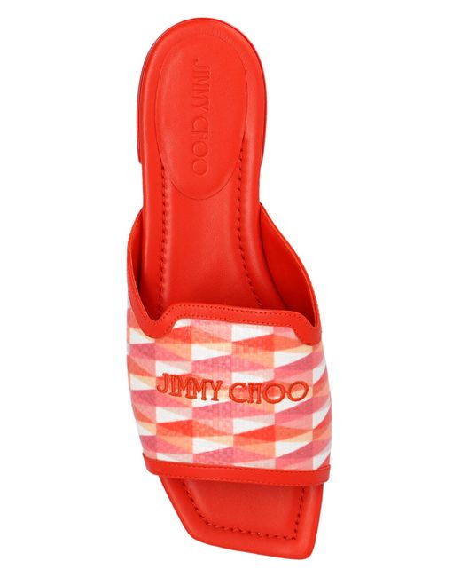 Jimmy Choo Red Slippers With 'Nako' Logo