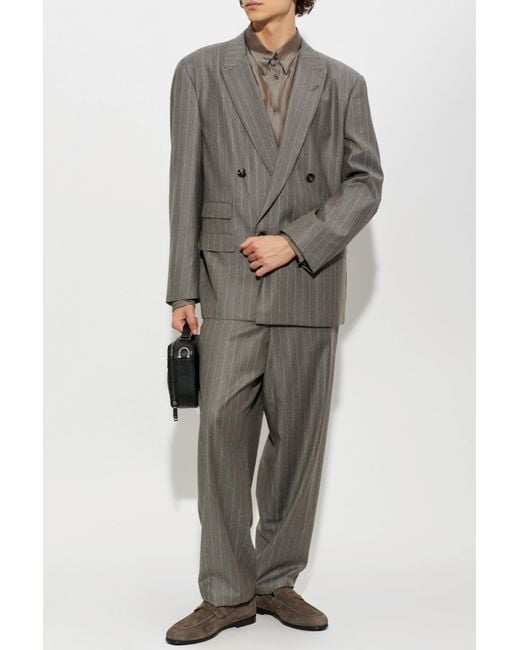 Giorgio Armani Gray Wool Pinstripe Suit for men