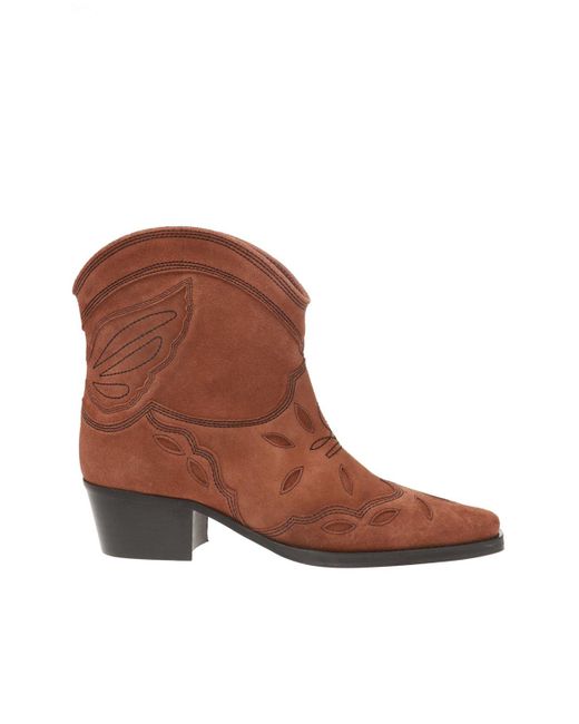Ganni Brown Low Texas Boots