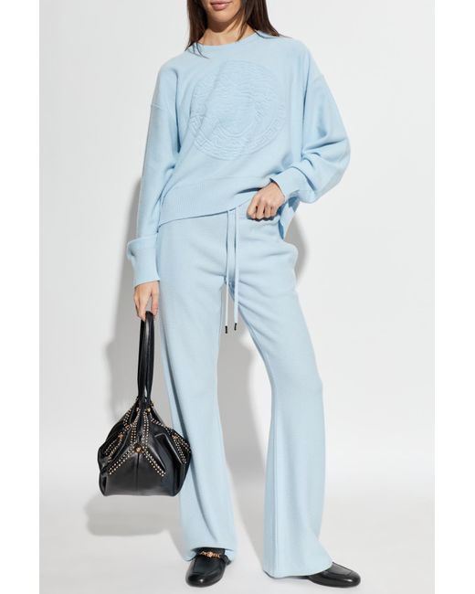 Versace Blue Trousers With Flared Legs