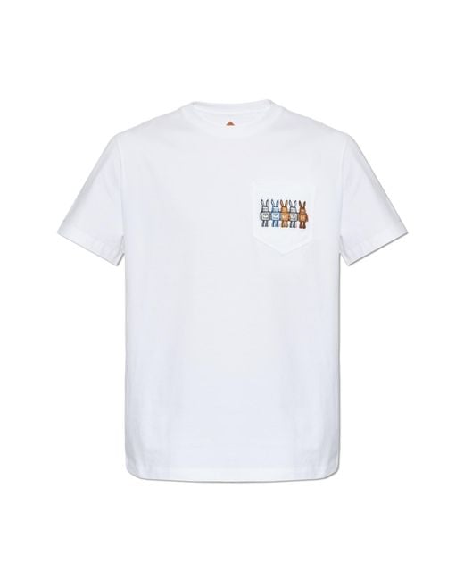 MCM White Cotton T-Shirt With Pocket for men
