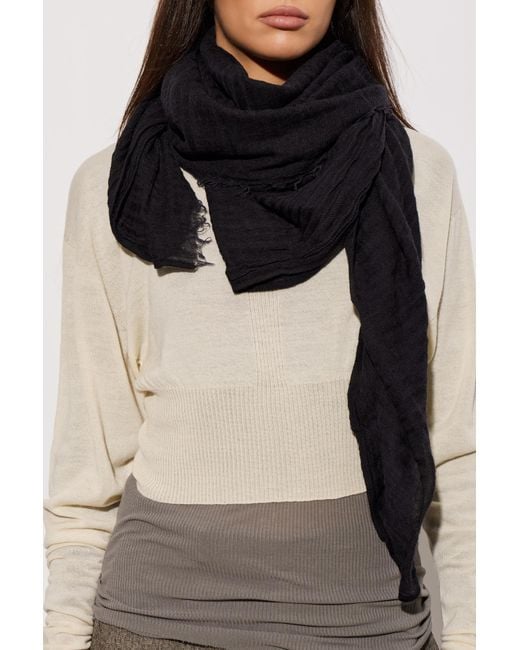 Rick Owens Black Wool Scarf