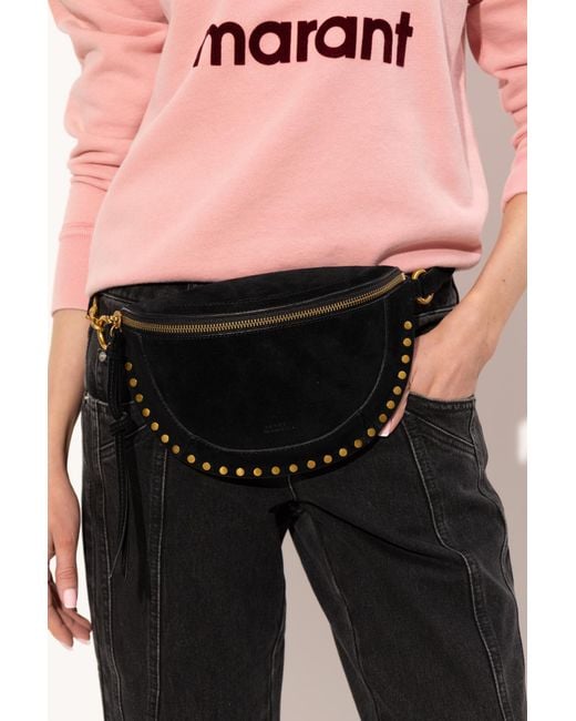 Isabel Marant Black Suede Waist Bag 'Skano'