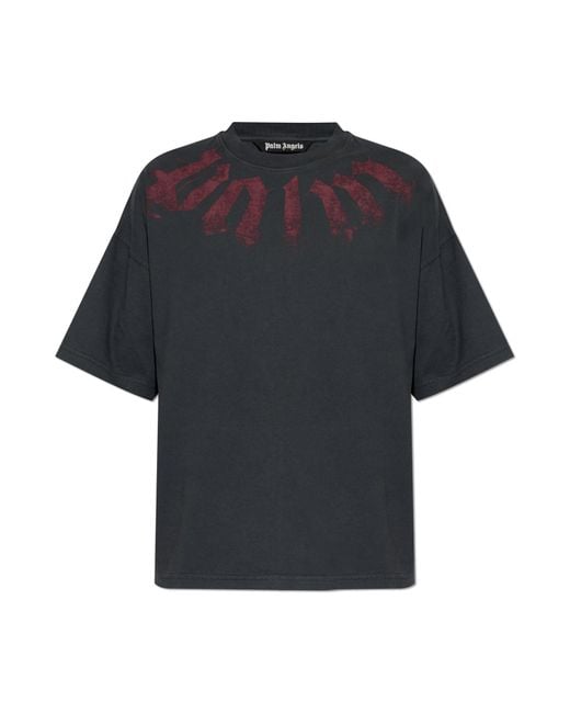 Palm Angels Blue T-Shirt With Logo for men