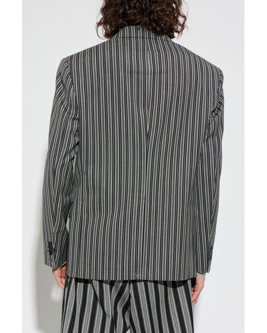 Versace Gray Blazer With Striped Pattern for men