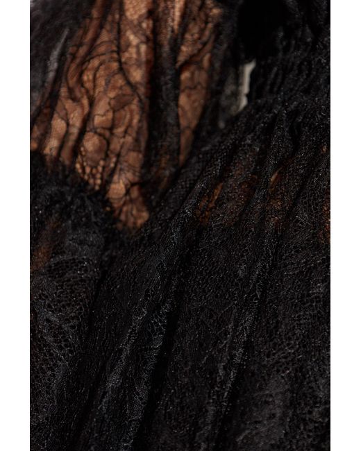 Blumarine Black Lace Top With Long Sleeves