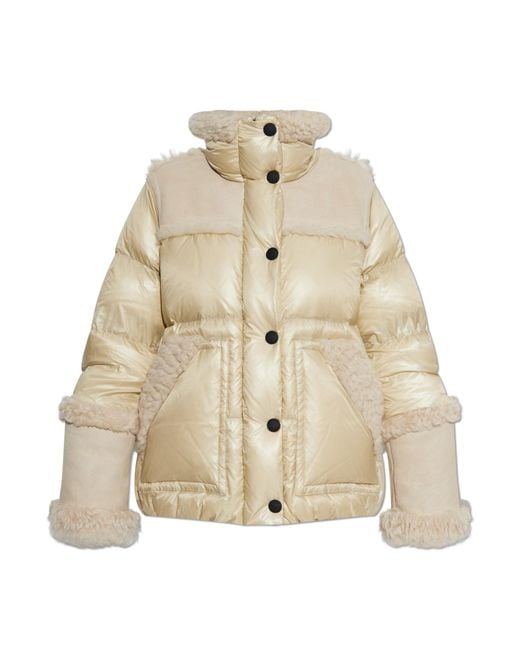 Moncler Natural Fur-Trimmed Shiny Down Puffer Coat