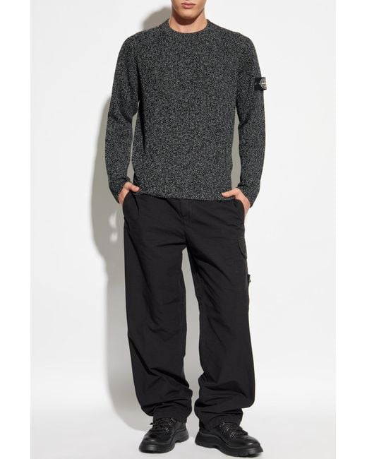 Stone Island Gray Sweater With Logo Patch for men