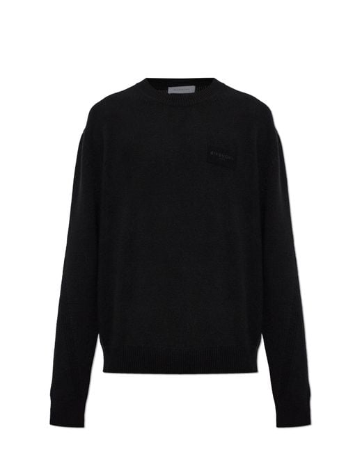 Givenchy Black Sweater With Embroidered Logo for men