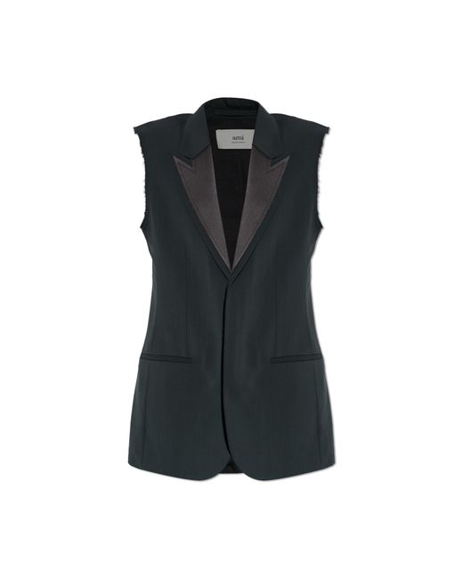 AMI Black Wool Vest