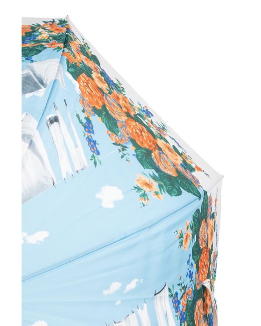 Moschino Blue Parasol With Print