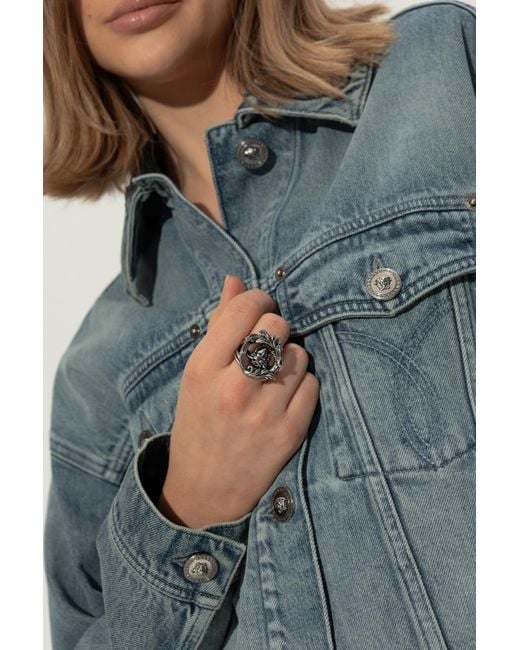 Versace Metallic Ring With Medusa Head Motif