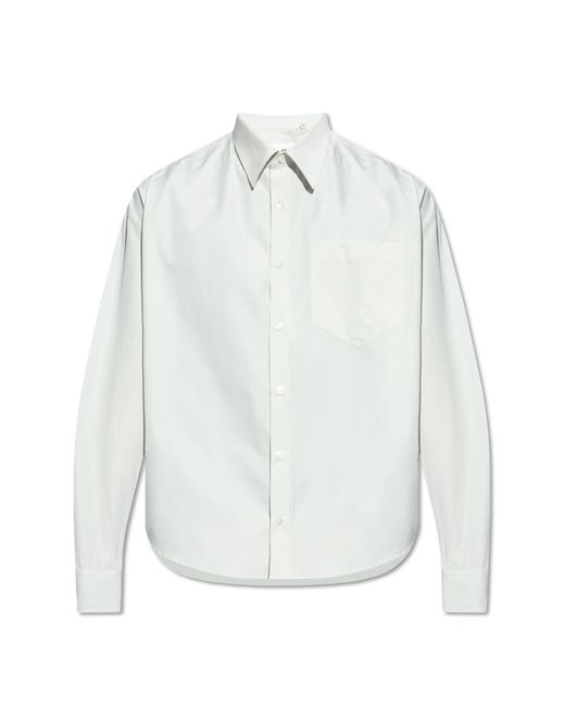AMI White Cotton Shirt With Logo for men