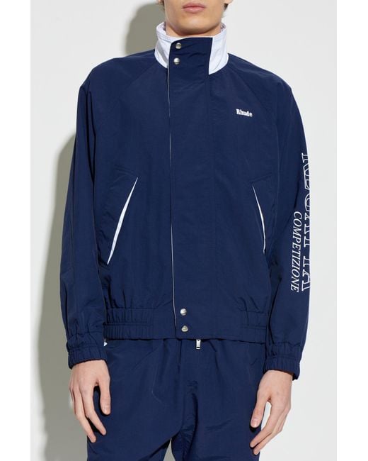 Rhude Blue Jacket With Stand-Up Collar for men