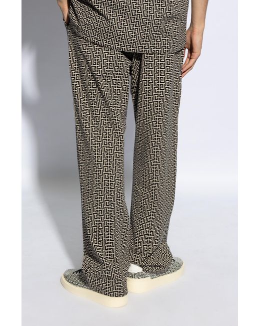 Balmain Gray Sweatpants With Monogram, for men