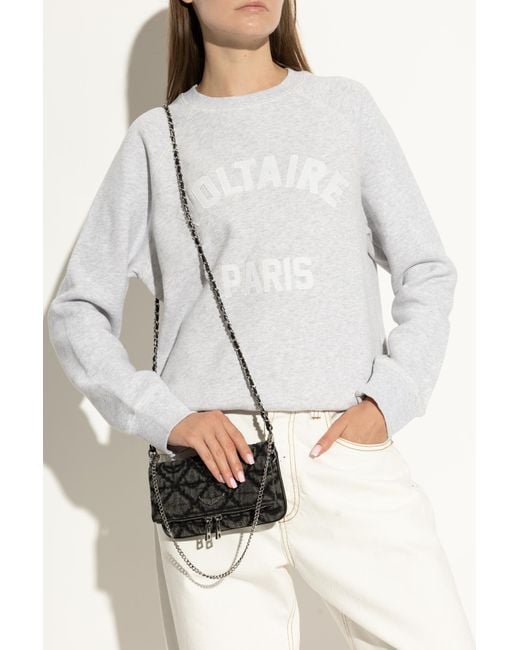 Zadig & Voltaire Gray Shoulder Bag "Rock Nano"