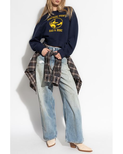 Rag & Bone Blue Sweatshirt With Print