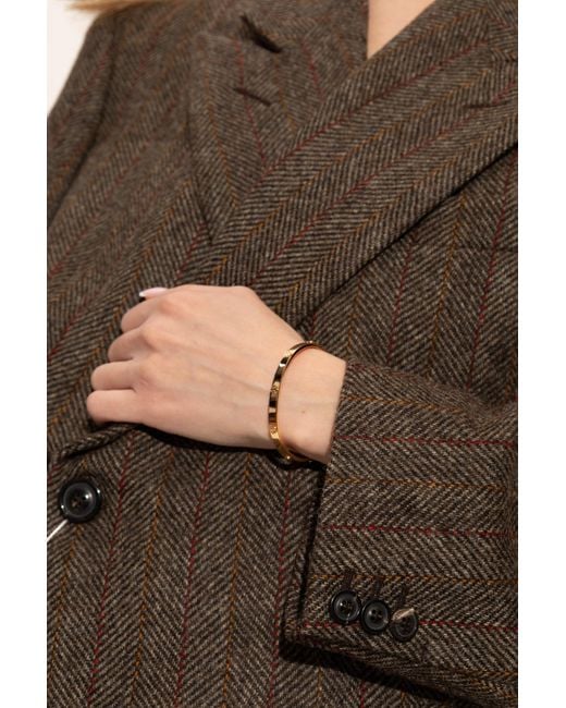 Tory Burch Metallic Brass Bracelet With Logo