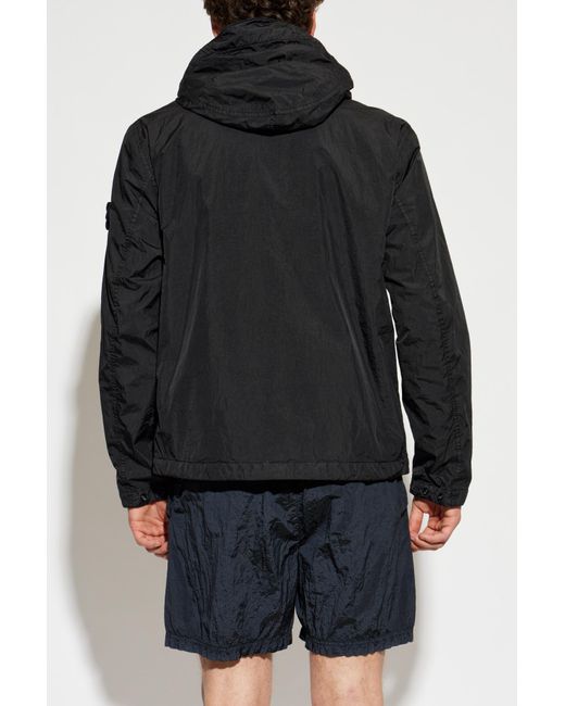 Stone Island Black Jacket With Logo Patch for men