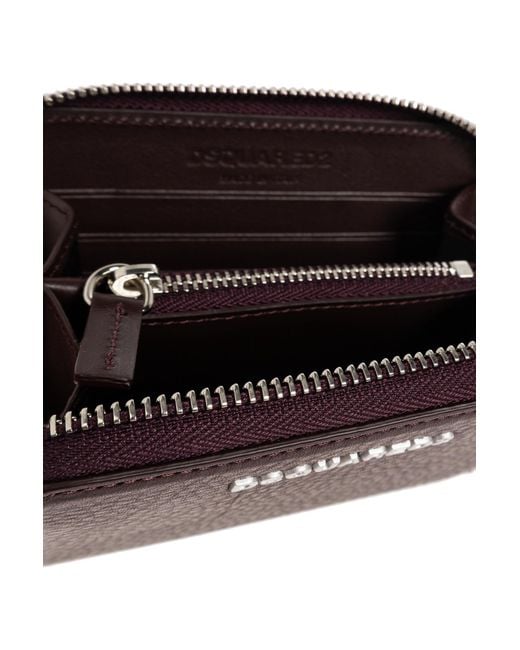 DSquared² Purple Leather Wallet With Logo