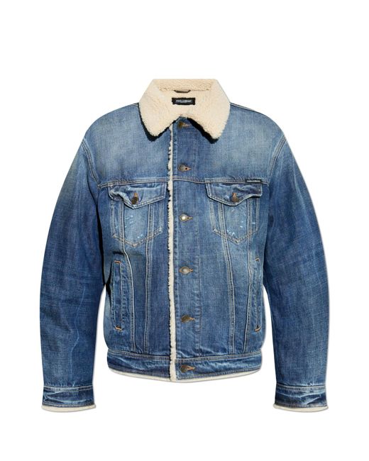 Dolce & Gabbana Blue Dolce & Gabbana Sherpa Denim Jacket for men
