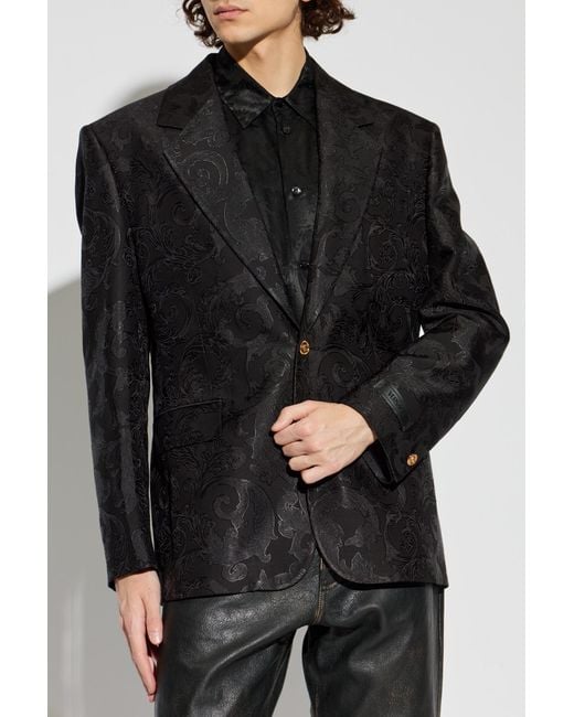 Versace Black Blazer With "Barocco" Pattern for men