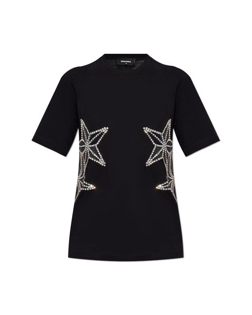 DSquared² Black T-Shirt With Applications