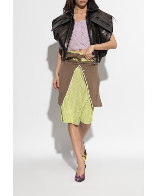 Versace Yellow Silk Skirt With Draping
