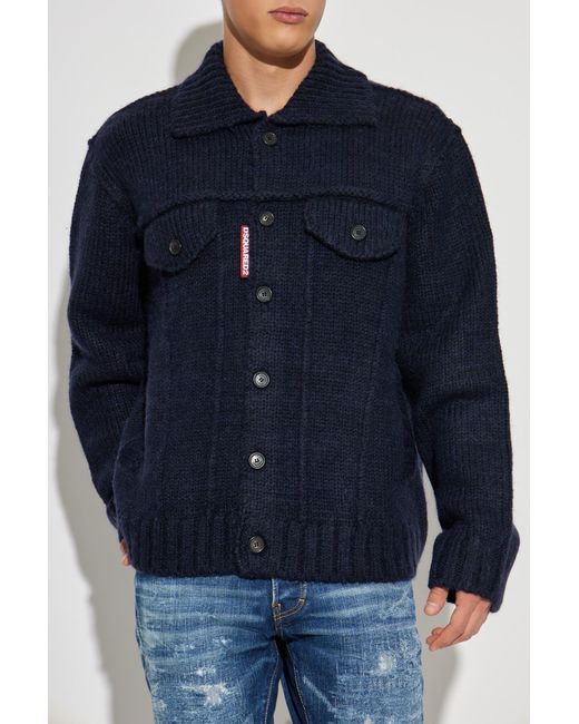 DSquared² Blue Wool Cardigan for men