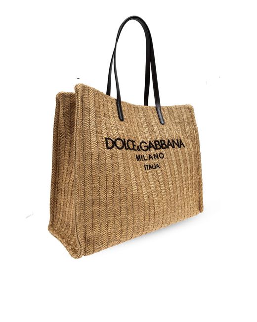 Dolce & Gabbana Natural Shopper Bag With Logo for men