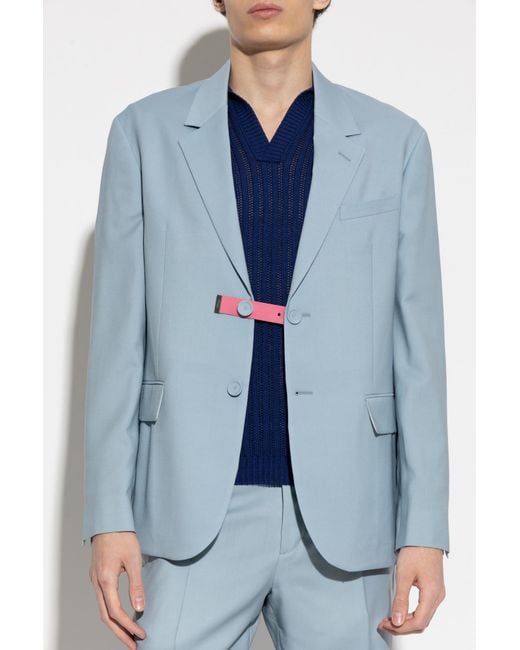 Fendi Blue Wool Blazer With Single Vent for men