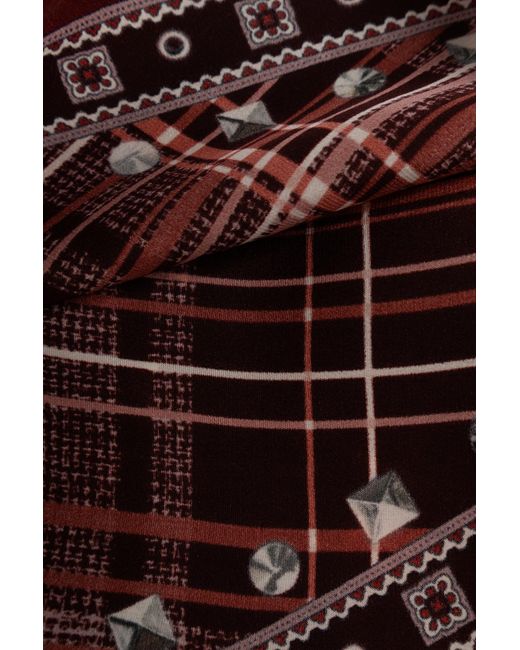 Acne Red Silk Scarf With A Pattern