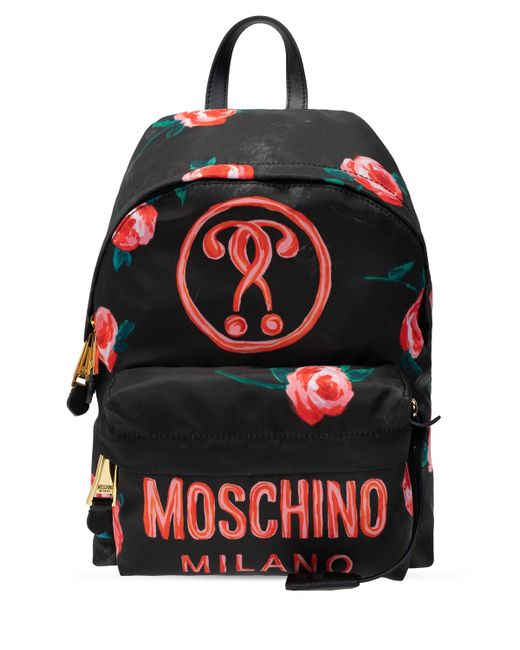 Moschino Black Branded Backpack