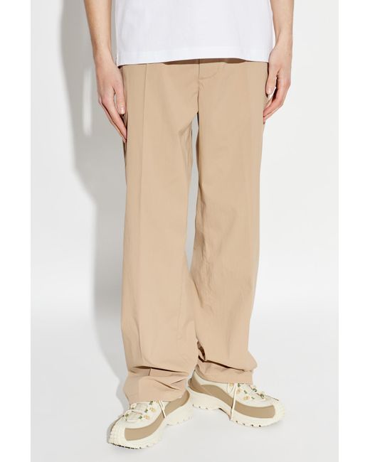 Moncler Natural Trousers With Logo Patch for men