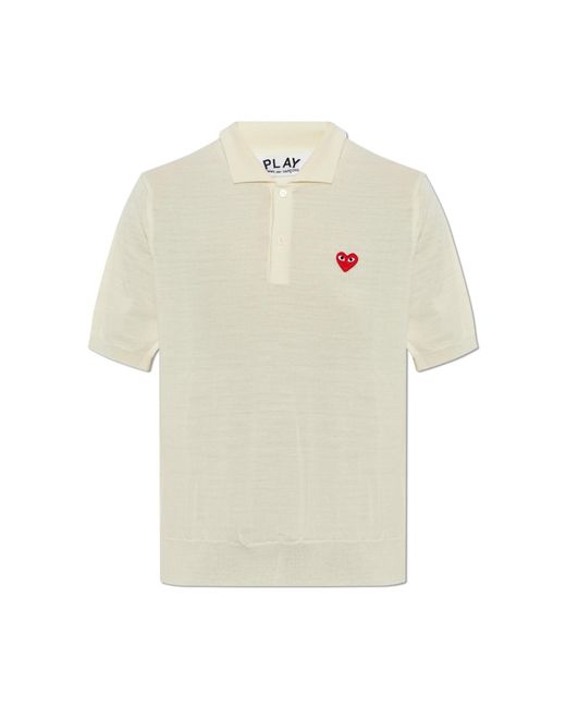 COMME DES GARÇONS PLAY White Wool Polo With Patch