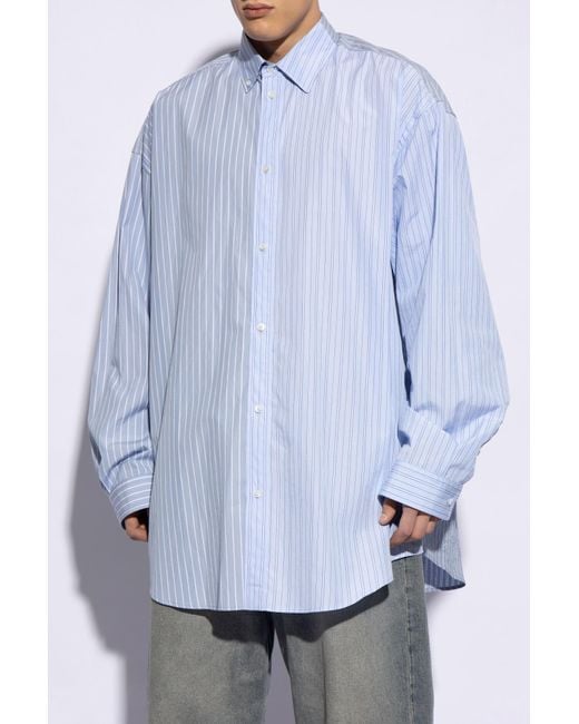 Balenciaga Blue Striped Pattern Shirt, , Light for men