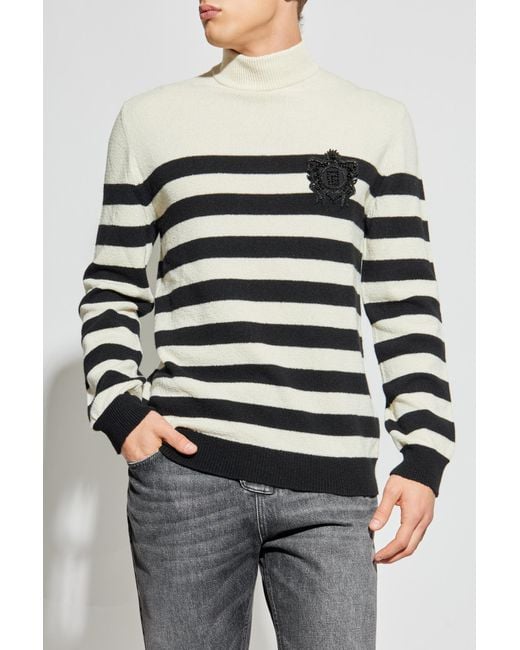 Balmain Natural Sweater With Appliqué for men