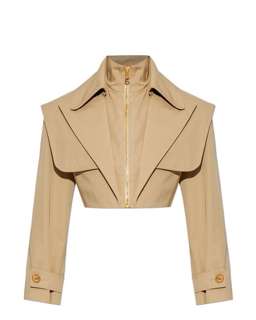 Balmain Natural Short Jacket With Stand-Up Collar