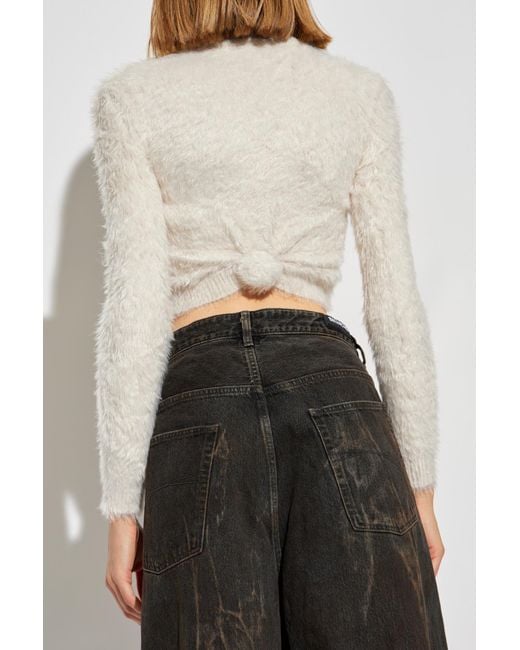 Balenciaga White Sweater With Decorative Finishing