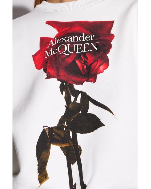 Alexander McQueen White ‘Shadow Rose’ Printed Sweatshirt