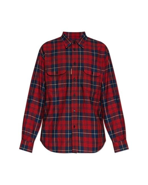 DSquared² Red Checked Shirt for men