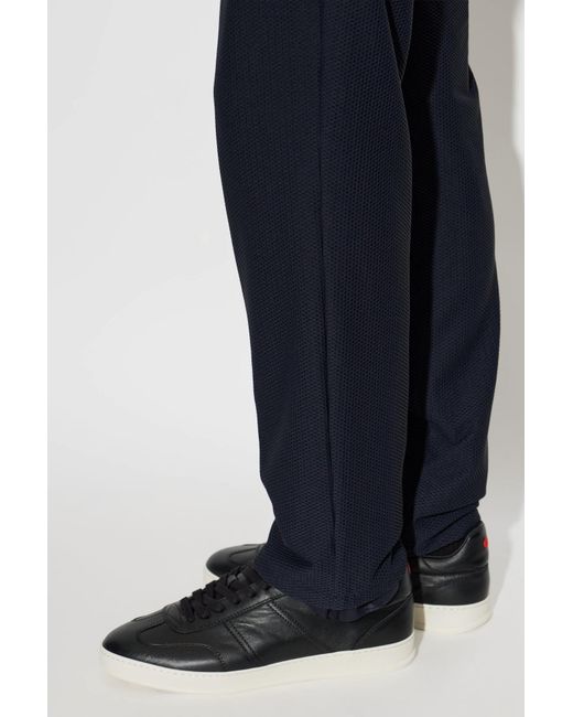 Kiton Black Leather Sports Shoes for men